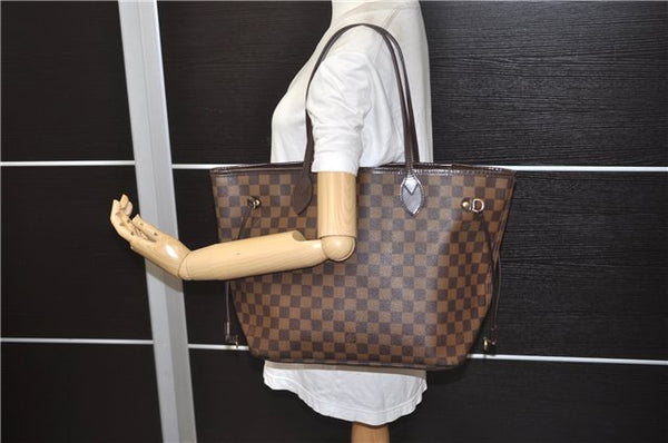 Authentic Louis Vuitton Damier Neverfull MM Shoulder Tote Bag N51105 LV 9531E