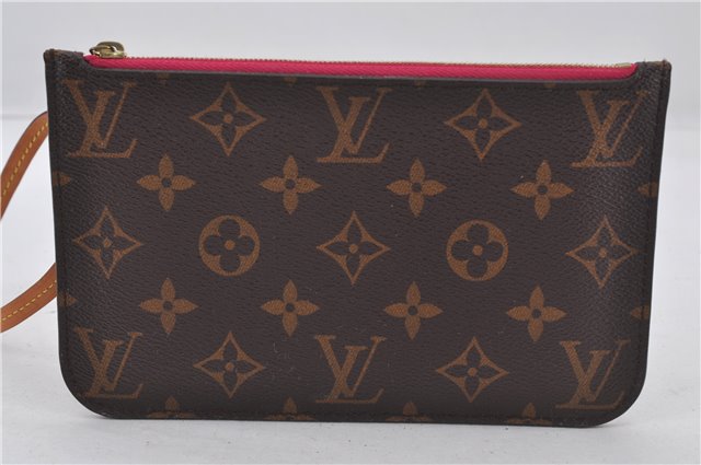 Authentic Louis Vuitton Monogram Neverfull Pouch Purse Clutch Bag Pink LV 9618E