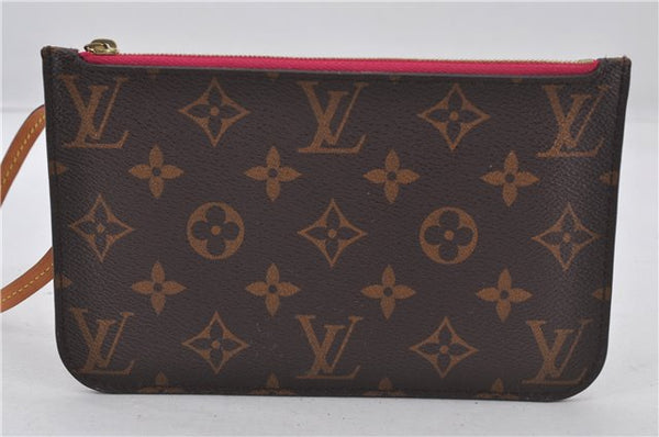 Authentic Louis Vuitton Monogram Neverfull Pouch Purse Clutch Bag Pink LV 9618E