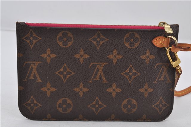 Authentic Louis Vuitton Monogram Neverfull Pouch Purse Clutch Bag Pink LV 9618E