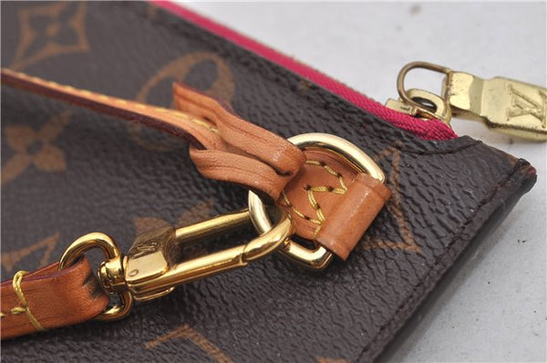Authentic Louis Vuitton Monogram Neverfull Pouch Purse Clutch Bag Pink LV 9618E