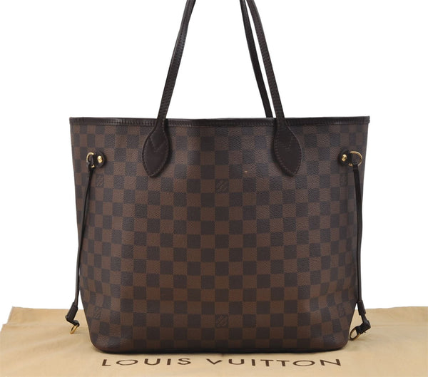 Authentic Louis Vuitton Damier Neverfull MM Shoulder Tote Bag N51105 LV 9734D