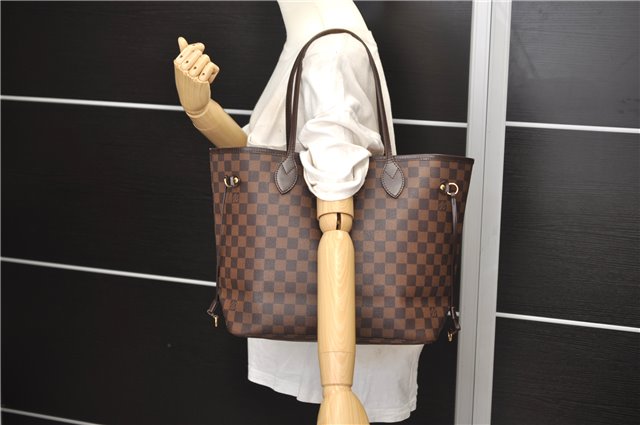 Authentic Louis Vuitton Damier Neverfull MM Shoulder Tote Bag N51105 LV 9734D
