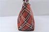 Authentic BURBERRY BLUE LABEL Check Tote Hand Bag Nylon Leather Red 9953D