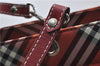 Authentic BURBERRY BLUE LABEL Check Tote Hand Bag Nylon Leather Red 9953D