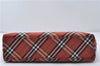 Authentic BURBERRY BLUE LABEL Check Tote Hand Bag Nylon Leather Red 9953D