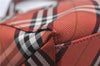 Authentic BURBERRY BLUE LABEL Check Tote Hand Bag Nylon Leather Red 9953D