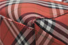 Authentic BURBERRY BLUE LABEL Check Tote Hand Bag Nylon Leather Red 9953D