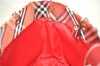 Authentic BURBERRY BLUE LABEL Check Tote Hand Bag Nylon Leather Red 9953D
