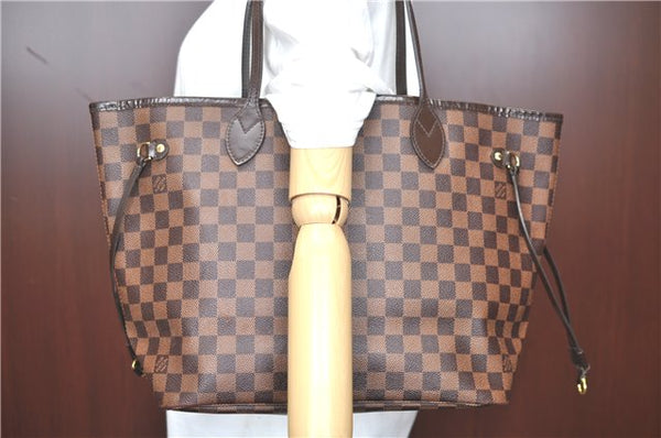 Authentic Louis Vuitton Damier Neverfull MM Tote Bag N51105 LV H7182