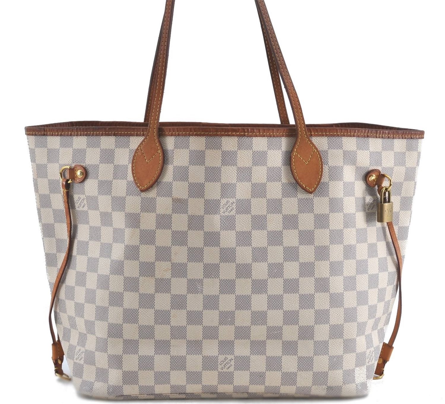 Authentic Louis Vuitton Damier Azur Neverfull MM Tote Bag N51107 LV H9834
