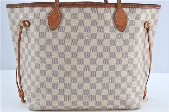 Authentic Louis Vuitton Damier Azur Neverfull MM Tote Bag N51107 LV H9834