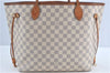 Authentic Louis Vuitton Damier Azur Neverfull MM Tote Bag N51107 LV H9834