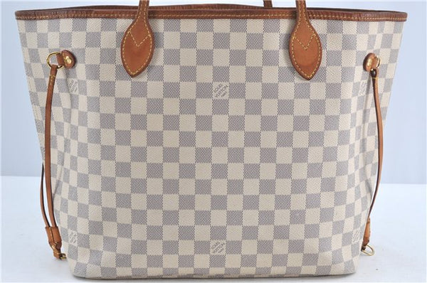 Authentic Louis Vuitton Damier Azur Neverfull MM Tote Bag N51107 LV H9834