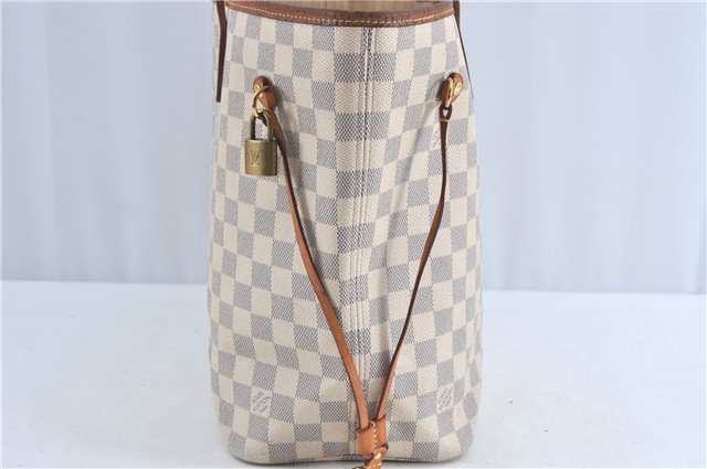 Authentic Louis Vuitton Damier Azur Neverfull MM Tote Bag N51107 LV H9834