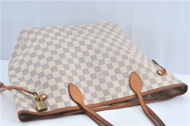 Authentic Louis Vuitton Damier Azur Neverfull MM Tote Bag N51107 LV H9834