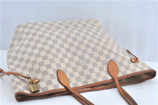 Authentic Louis Vuitton Damier Azur Neverfull MM Tote Bag N51107 LV H9834