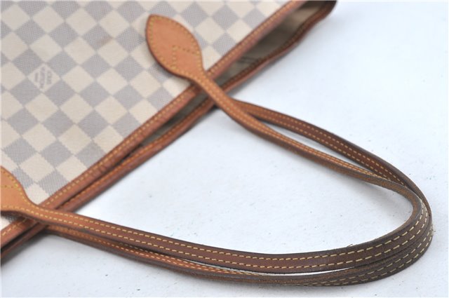 Authentic Louis Vuitton Damier Azur Neverfull MM Tote Bag N51107 LV H9834