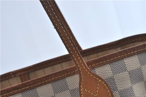 Authentic Louis Vuitton Damier Azur Neverfull MM Tote Bag N51107 LV H9834