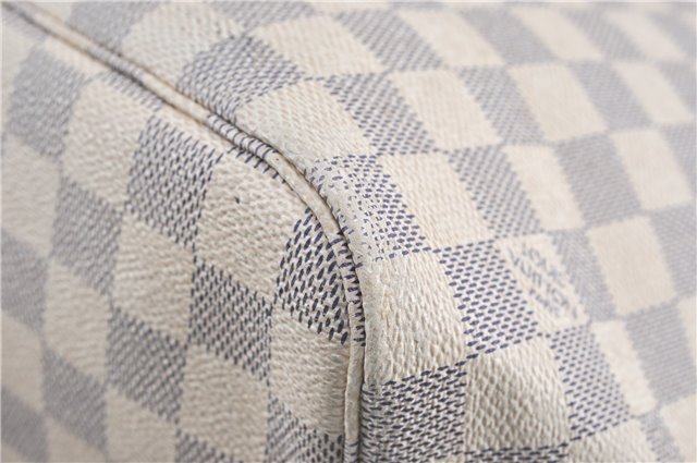 Authentic Louis Vuitton Damier Azur Neverfull MM Tote Bag N51107 LV H9834