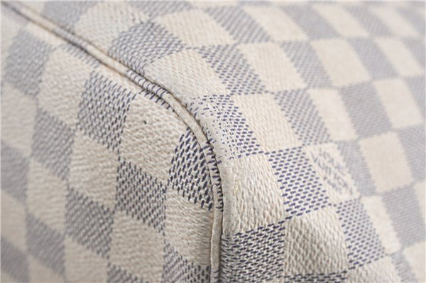 Authentic Louis Vuitton Damier Azur Neverfull MM Tote Bag N51107 LV H9834