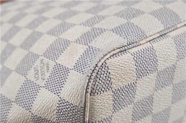 Authentic Louis Vuitton Damier Azur Neverfull MM Tote Bag N51107 LV H9834
