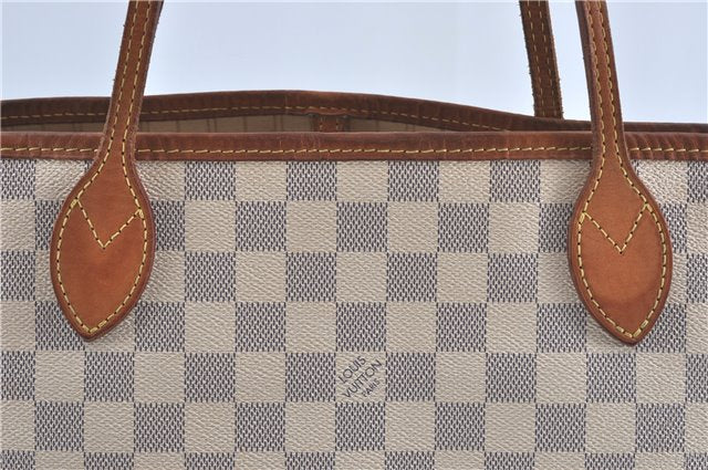 Authentic Louis Vuitton Damier Azur Neverfull MM Tote Bag N51107 LV H9834