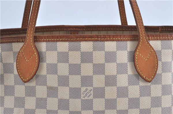 Authentic Louis Vuitton Damier Azur Neverfull MM Tote Bag N51107 LV H9834