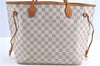 Authentic Louis Vuitton Damier Azur Neverfull MM Tote Bag N51107 LV H9900
