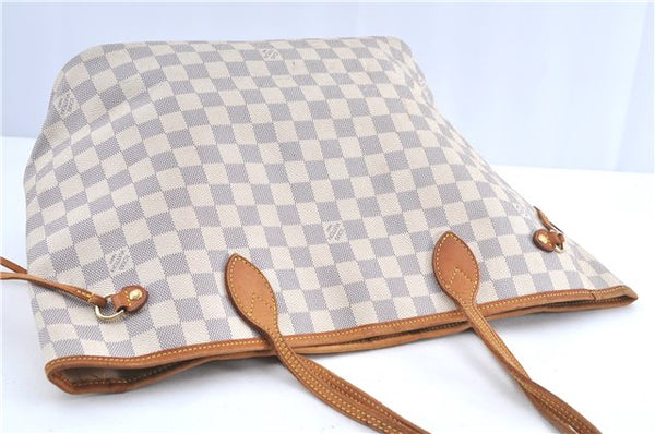 Authentic Louis Vuitton Damier Azur Neverfull MM Tote Bag N51107 LV H9900