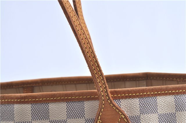 Authentic Louis Vuitton Damier Azur Neverfull MM Tote Bag N51107 LV H9900