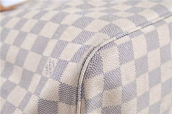 Authentic Louis Vuitton Damier Azur Neverfull MM Tote Bag N51107 LV H9900