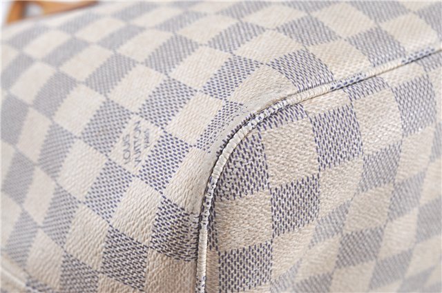 Authentic Louis Vuitton Damier Azur Neverfull MM Tote Bag N51107 LV H9900