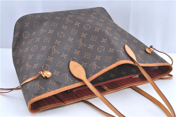 Auth Louis Vuitton Monogram Neverfull MM Cerise Red Tote Bag M41177 LV J0110