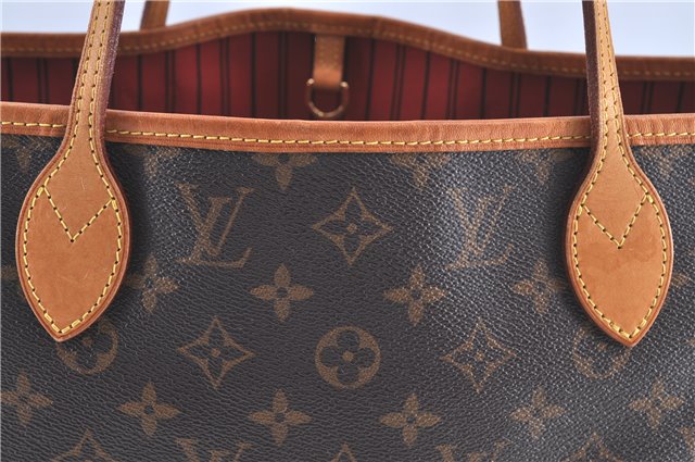 Auth Louis Vuitton Monogram Neverfull MM Cerise Red Tote Bag M41177 LV J0110