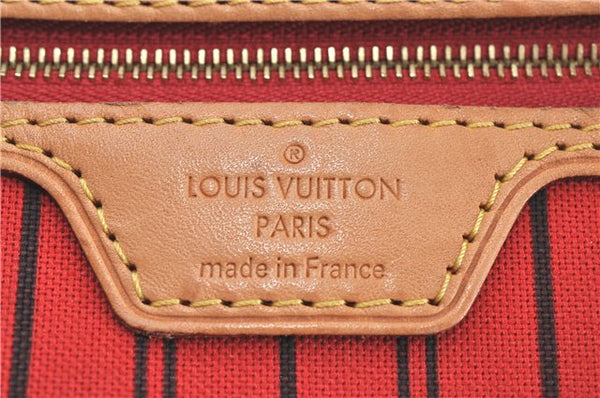 Auth Louis Vuitton Monogram Neverfull MM Cerise Red Tote Bag M41177 LV J0110