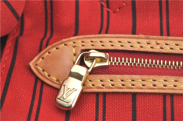 Auth Louis Vuitton Monogram Neverfull MM Cerise Red Tote Bag M41177 LV J0110