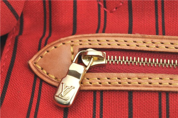 Auth Louis Vuitton Monogram Neverfull MM Cerise Red Tote Bag M41177 LV J0110