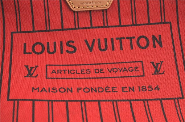 Auth Louis Vuitton Monogram Neverfull MM Cerise Red Tote Bag M41177 LV J0110