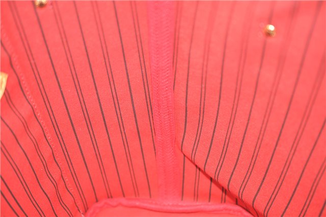 Auth Louis Vuitton Monogram Neverfull MM Cerise Red Tote Bag M41177 LV J0110