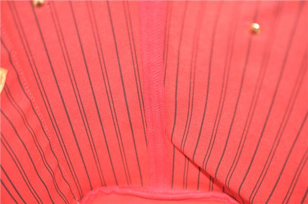 Auth Louis Vuitton Monogram Neverfull MM Cerise Red Tote Bag M41177 LV J0110