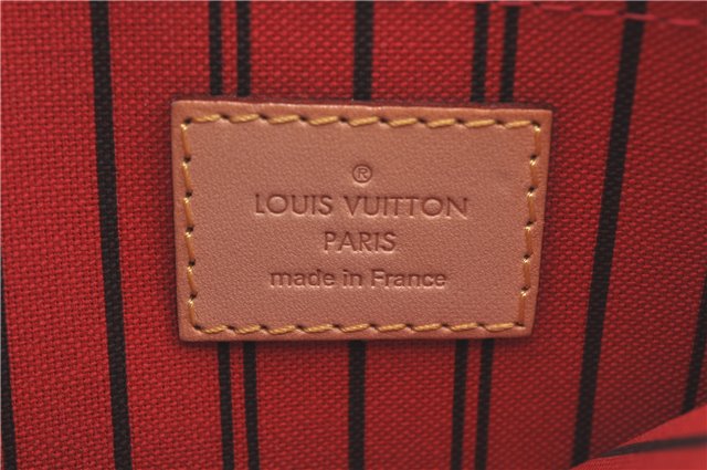 Auth Louis Vuitton Monogram Neverfull MM Cerise Red Tote Bag M41177 LV J0110