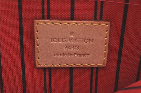 Auth Louis Vuitton Monogram Neverfull MM Cerise Red Tote Bag M41177 LV J0110