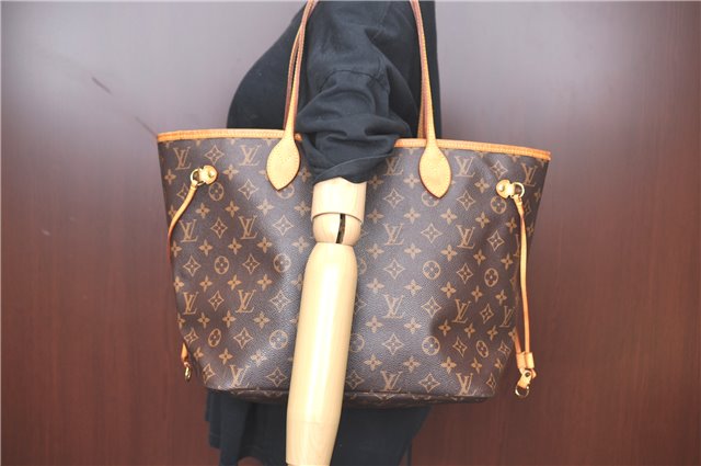 Auth Louis Vuitton Monogram Neverfull MM Cerise Red Tote Bag M41177 LV J0110