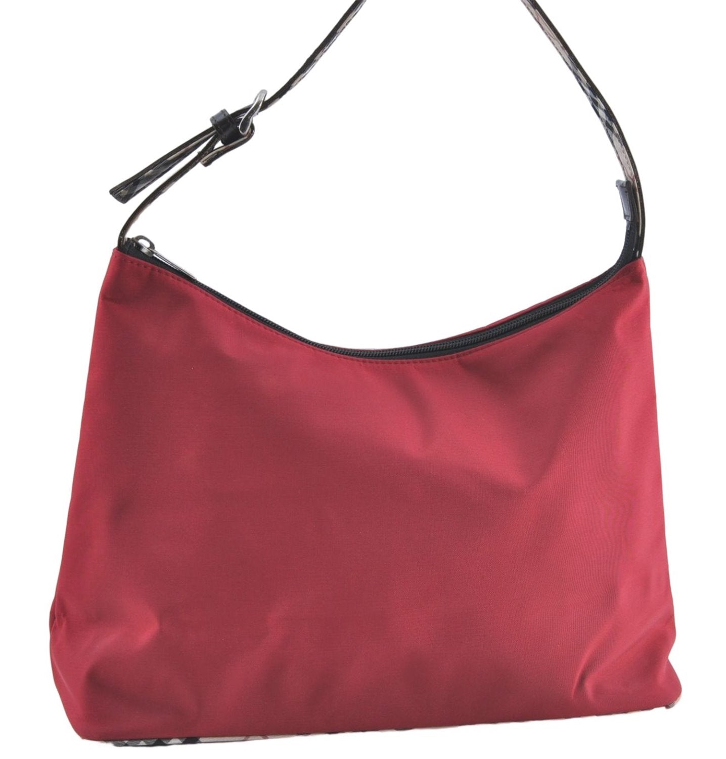 Authentic BURBERRY BLUE LABEL Check Shoulder Bag Purse Nylon Leather Red J0628