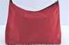 Authentic BURBERRY BLUE LABEL Check Shoulder Bag Purse Nylon Leather Red J0628