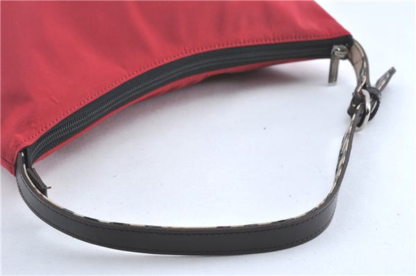 Authentic BURBERRY BLUE LABEL Check Shoulder Bag Purse Nylon Leather Red J0628