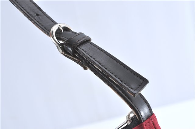 Authentic BURBERRY BLUE LABEL Check Shoulder Bag Purse Nylon Leather Red J0628