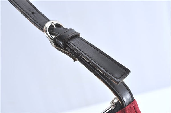 Authentic BURBERRY BLUE LABEL Check Shoulder Bag Purse Nylon Leather Red J0628