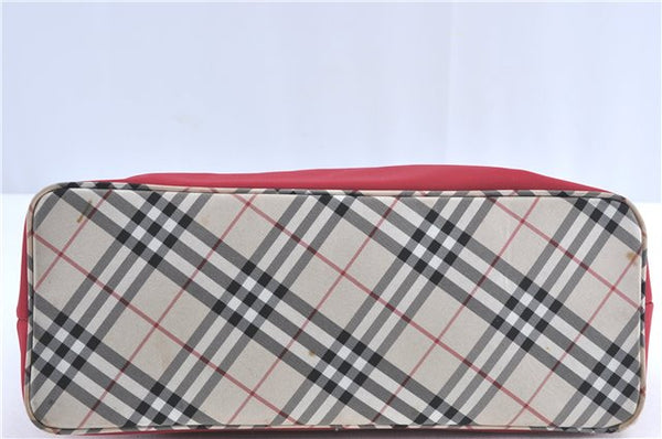 Authentic BURBERRY BLUE LABEL Check Shoulder Bag Purse Nylon Leather Red J0628